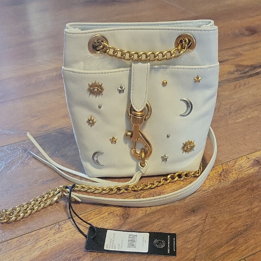 Rebecca Minkoff Mystical Edie small bucket crossbody bag optic wht NWT